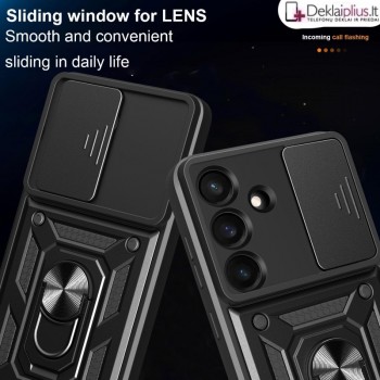 5in1 smūgiams atsparus dėklas su žiedu ir kameros apsauga (Samsung Galaxy S25 Fe)